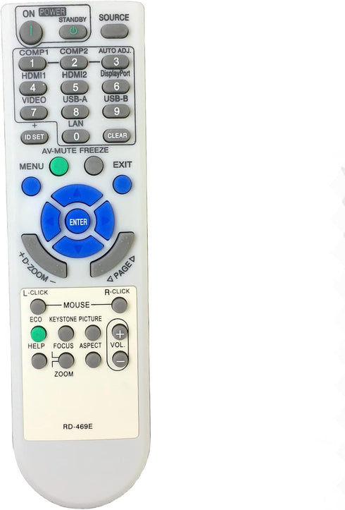 RD-469E Replacement Remote Control for NEC Projector NP-V302X NP-UM351W NP-V302W NP-V302H NP-M403X NP-M402W NP-P502HL NP-PA622U NP-M402X NP-P502H ...