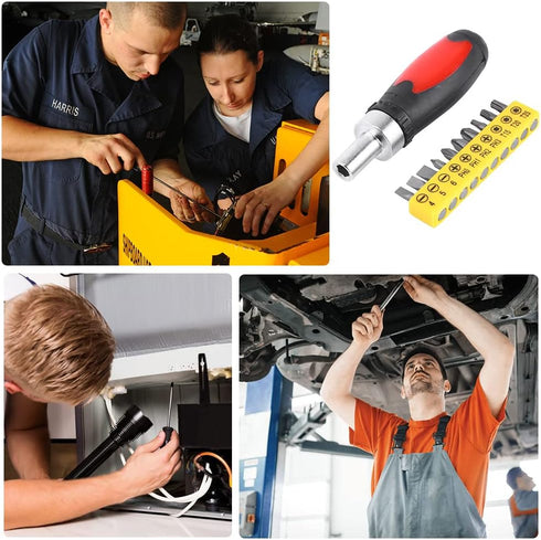 Hex Socket Star Shape Drive Screwdriver Set Manual 1/4" Screwdriver Kit Screw Driver Set with 10 Driver Bits for Fixtures Appliances Computers...