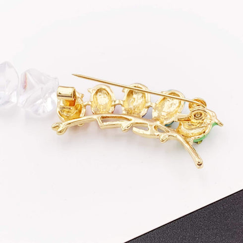 Cute Little Bird Multi Color Brooch Pin Crystal Gold Tone...