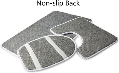 UNICEU Grey White Marble 3 Piece Bathroom Rug Set Includes Bath Rug, Contour Mat and Toilet Lid Cover, Machine Washable, Super Soft Microfiber & N...