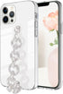 Bonitec Compatible with iPhone 12 Pro Max Case Clear Bracelet 3D Glitter Sparkle Bling Strap Luxury Shiny Crystal Rhinestone Diamond Silver Chain ...