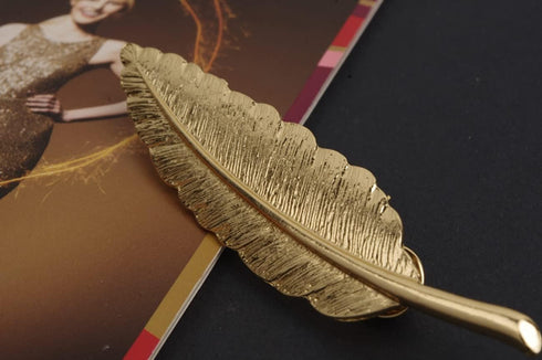 Gentlemen Suit Gold Brooches Elegant Elegant Leaf Suit Clip Collar Pin Brooch Unisex (big gold)...