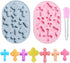 OURASHERO 2pcs Cross Shape Cake Fondant Mold Cake Decorations Cupcake Topper Silicone Clay Candy Chocolate Gum Paste Mold with Silicone Liquid Dro...