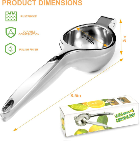 Premium Lemon Squeezer, Large Heavy Duty Handhelp Juicer for Lemon, Stainless Steel Hand Press Citrus Juicer, Lime Squeezer Bar Tool, Manual Citru...