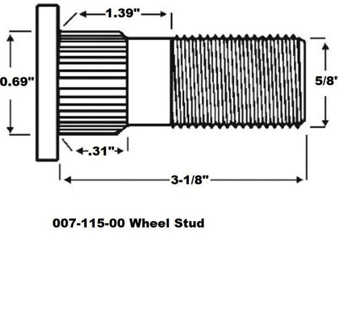 2 Pack 007-115-00 Trailer Parts - Robust Wheel Stud for Dexter 10K & 12K Axle Lug, Hub Stud Bolt 5/8" x3.12 for Extra Safety and Longevity...