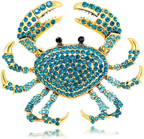 Rhinestone Crab Brooch Pin for Women Girls Gold Plated Fashion Crystal Marine Animal Brooches Lapel Pins Shiny Exaggerated Cute Holiday Vacation C...