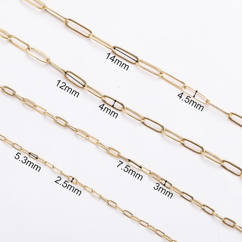 SMYHTGLIF 5 Meters Stainless Steel Paper Clip Chain for Jewelry Making Gold Cable DIY Craft Jewelry Making Chains Bulk with Lobster Clasps and Ope...