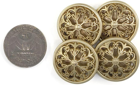 20 pcs Vintage Openwork Golden Metal Sewing Coat Buttons with Shank -25mm -1"...