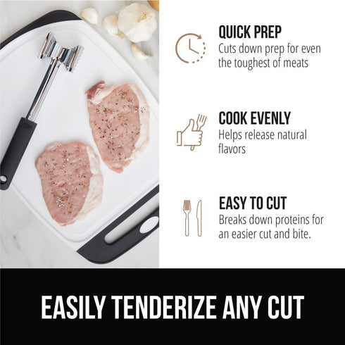 Gorilla Grip Heavy Duty Meat Tenderizer, Dual-Sided Steak Pounder, Tenderize and Flatten Beef and Poultry, Kitchen Mallet Maximizes Food Flavor, B...