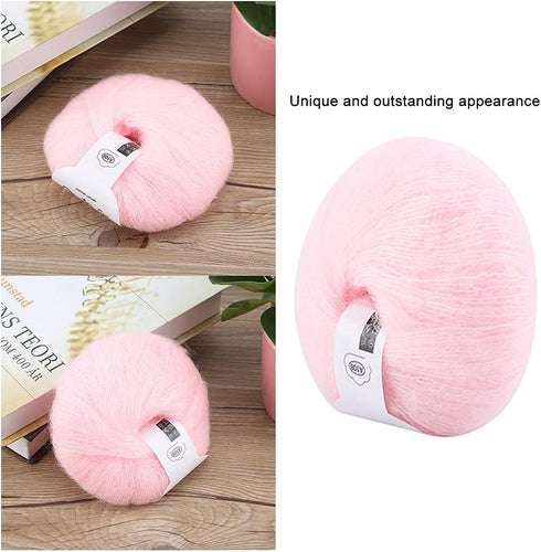 Wool Yarn, White Soft Angora Mohair Knitting Yarn for DIY Crocheting Shawl Scarf Socks Hats Sweater......