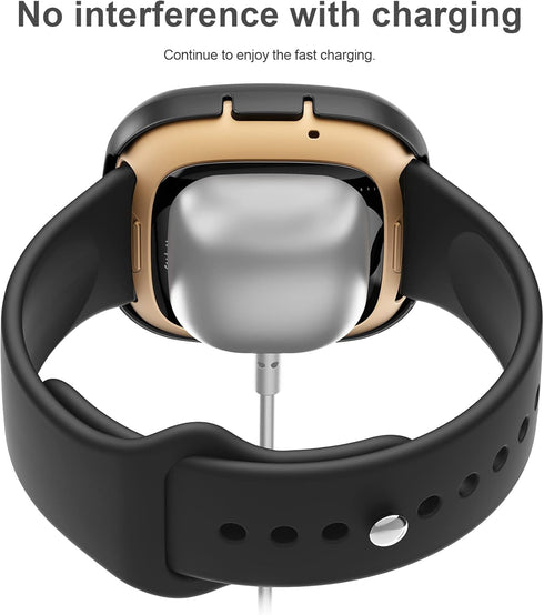 Tobfit Hard PC Case Built in Tempered Glass Screen Protector Cover for Fitbit Versa 3 Fitbit Sense, Durable Ultra-Thin Scratch Resistant Full Prot...