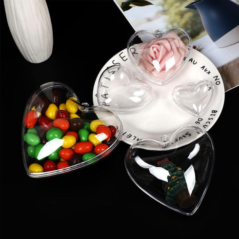Jangostor 20 Packs Clear Heart Ornaments Balls Valentine‘s Day Ornaments Ball to Fill, DIY Plastic Fillable Valentine Decorations Tree Balls Baubl...