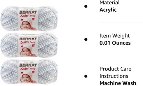 Bernat 166031-31129 Softee Baby Yarn - Ombres - Blue Flannel3......