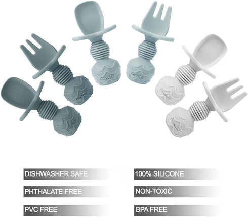PandaEar 6 Pack Silicone Baby Spoons Self Feeding| Infant Spoons First Stage| Baby Utensils 6-12 Months| Toddler Baby Feeding Spoon | Baby Eating ...