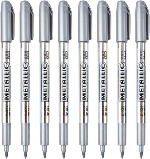 MYARTOOL Metallic Marker Pens, Silver Metallic Permanent Markers for Artist Illustration, Crafts, Gift Card Making, Scrapbooking, Fabric, DIY Phot...