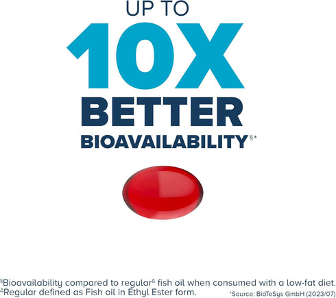 Qunol Advanced Omega 3 Krill and Fish Oil Complex, 10x Better Bioavailability, One Pill Dose, 250mg EPA & DHA, Supports Brain, Eye, Heart and Join...