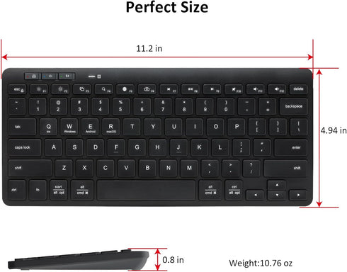 Multi-Device Bluetooth Keyboard Compact Slim Wireless Keyboards Compatible with Windows, Mac, Android, iPad, Phone – Easy-Switch up to 3 Devices, ...