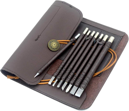 8pcs Tungsten Steel Soft Limestone and SlateStone Alabaster Carving Kit Engraving Carve Cutting Blade Chisel Tool Set for Stone Seal Graver...