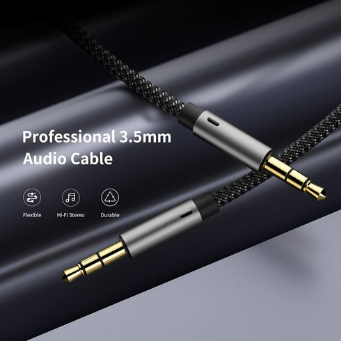Aux Cord 3 ft,3.5mm Audio Cable Male to Male Stereo Hi-Fi Sound Nylon Braided aux to aux 1/8 Cable for Headphones Car Home Stereos Speakers...