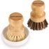 Bamboo Dish Brush with Ceramic Dish, Natural Bristle Palm Brush Pot Scrubber for Cast Iron Pans Vegetables and Kitchen Sink Cleaning - 2 Pack...