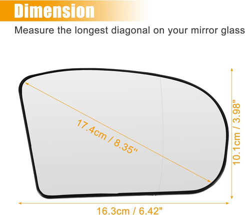 X AUTOHAUX Car Right Side Rearview Heated Mirror Glass with Backing Plate for Mercedes-Benz C-CLASS W203 2000-2007 No.A2038100221...
