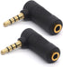 Gold Plated 3.5mm Headphone Adapters, Right Angle 3.5mm TRRS Male to Female AUX Connector 90 Degree 4 Pole 1/8" Audio Adaptors (2 Pack)...