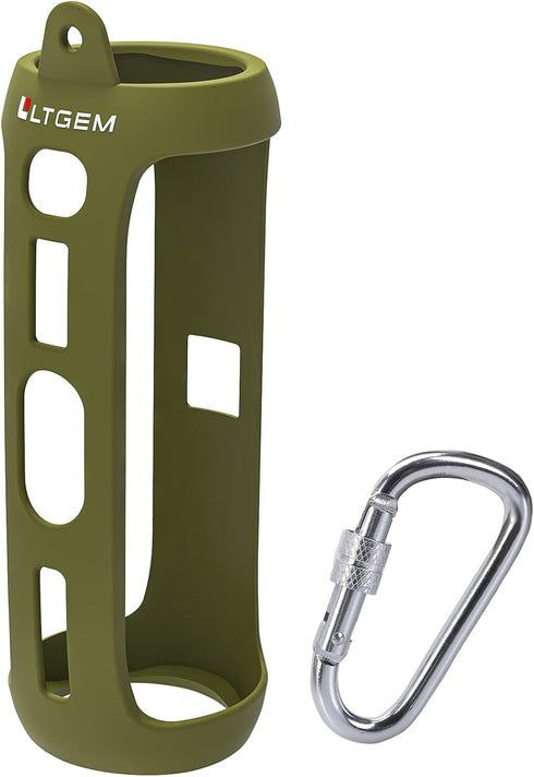 LTGEM Silicone Carrying Travel Case for JBL FLIP 5 Waterproof Portable Speaker with Extra Carabiner - Green...