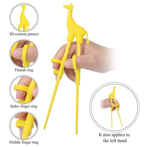 Training Chopsticks, Cute Animal Shape Easy to Use Learning Chopsticks for Kids With attachable for Right or Left Handed Child Adults Beginners (4...