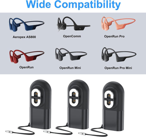 ANMONE USB C Shokz Charging Cable Adapter (3 Pack) Type c Charger Cable to Aftershokz Magnetic Converter Compatible with Shokz Aeropex, OpenRun, O...