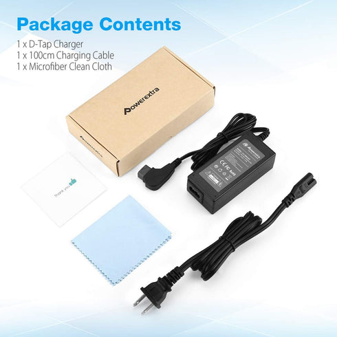 Powerextra D-Tap Charger with D-Tap Cable for V Mount Battery V Lock Battery Gold Mount battery Compatible with Sony BP-U65 BP-U68 Sony HDW-800P P...