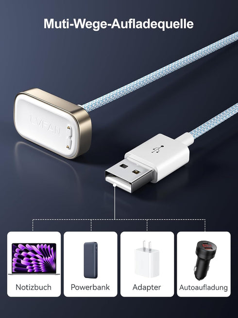 LVFAN Charger for Fitbit Charge 6 5 / Fitbit Luxe, Charger Cable Replacement Nylon Braided Cord Smartwatch Accessories, Charging Dock for Fitbit C...
