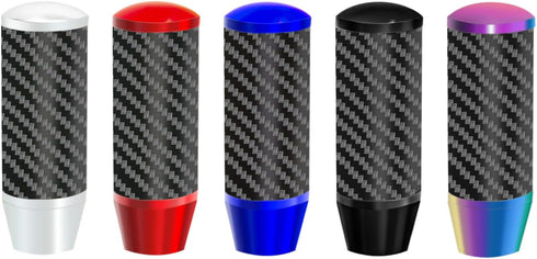3.5 Inch/9cm Silver Carbon Fiber Shift Knob Aluminum Alloy Weighted Shift Knob Automatic Shift Knob with 8/10/12mm Adapter fit for Manual and Butt...