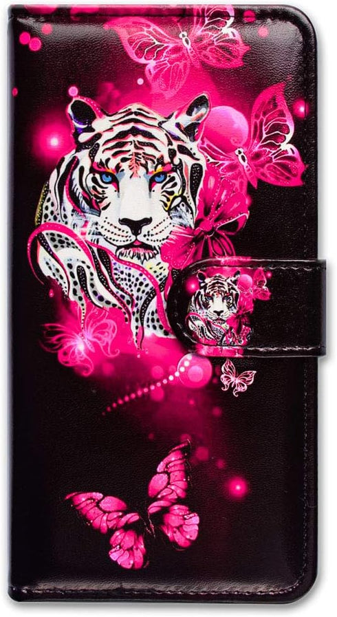 Case for Galaxy A42 5G, White Tiger Butterfly Leather Flip Phone Case Wallet Cover with Card Slot Holder Kickstand for Samsung Galaxy A42 5G 2021...