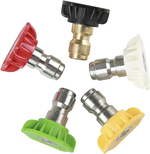 Sooprinse Pressure Washer Spray Nozzle Tips Multiple Degrees,1/4 inch Quick Connector 5 Packs(3.0 GPM) 0 Degrees,15 Degrees,25 Degrees,40 Degrees,...