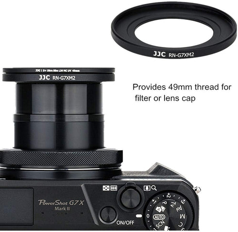 JJC Dedicated Metal 49mm Thread Filter Adapter Lens Adapter for Canon PowerShot G7X III II G5X Installing UV CPL ND Filter, includes 49mm Snap-On ...