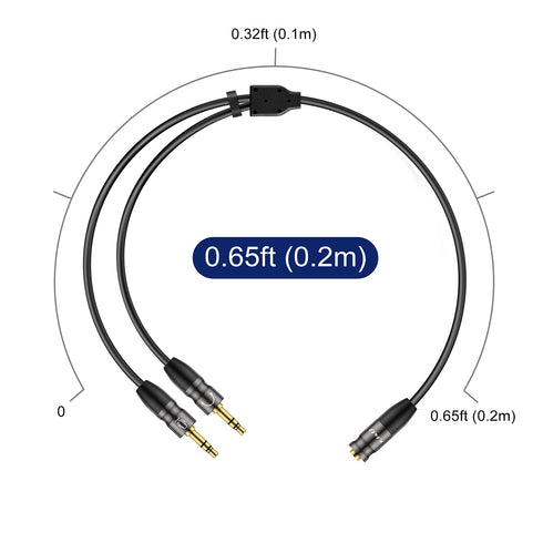 J&D Headphone Splitter 3.5mm Mic Audio Cable, 3.5mm Female to Dual 3.5mm Male Mic Splitter Cable for Cellphone, Headset, PC Durable Copper Shell H...