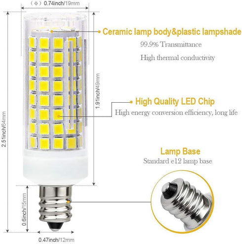 10W E12 LED Corn Light Bulb(4 Pack)E12 Dimmable 100 Watt Equivalent Bulb 1000LM 6000K Chandelier Bulbs Decorative Candle E12 Base for Home Lightin...