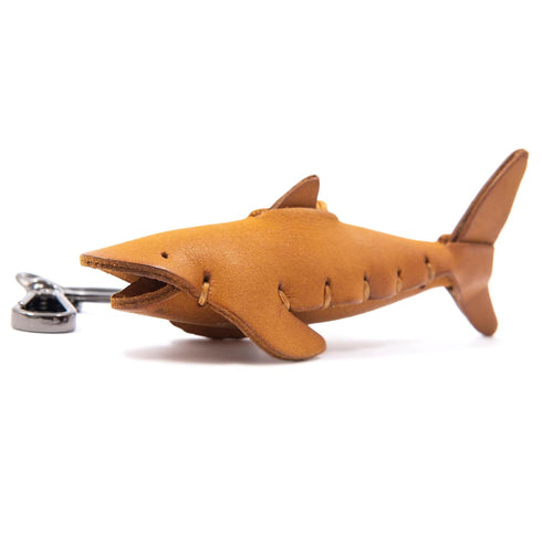 Handmade Leather Shark Keychain, Hanging Bag Charm for Purse and Backpack Keychains for Women | 100% Genuine Leather, Shark Gifts for Shark Lovers...