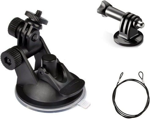Car Windscreen GPS Suction Cup Mount for Windshield Dash Cam Camera Camcorder Bracket Holder Stand and Lanyard for All GoPros, SJCAM, GeekPro, Xia...