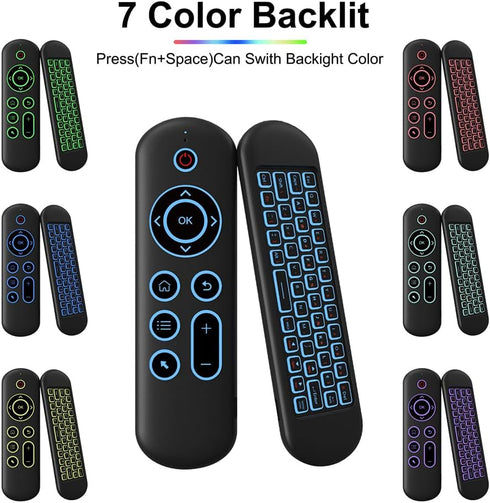 LUVI Air Mouse Remote Control Mouse Wireless Mini Keyboard 2.4G & BT5.2 Motion Sensing Backlit Rechargeable Compatible with Android TV Box/PC/Smar...