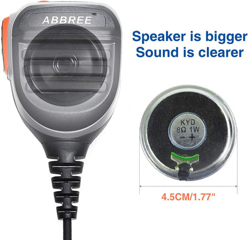 ABBREE AR-780 Radio Microphone Speaker Mic Ham Radio Accessories, Remote Shoulder Mic for Baofeng BF-F8HP UV-5R 5RM UV-21R K5PLUS GM-15 Pro UV-5G ...