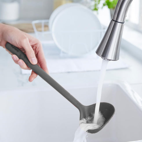 GreenPan Silicone Ladle, Soup Mixing Stirring Serving, Cooking Kitchen Utensil, Flexible Rubber Nonstick Cookware, Rigid Steel Core, Heat-Resistan...