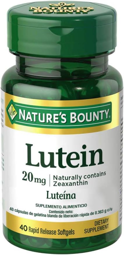Nature's Bounty Lutein Pills, Eye Health Supplements and Vitamins, Support Vision Health, 20 mg, 40 Softgels...