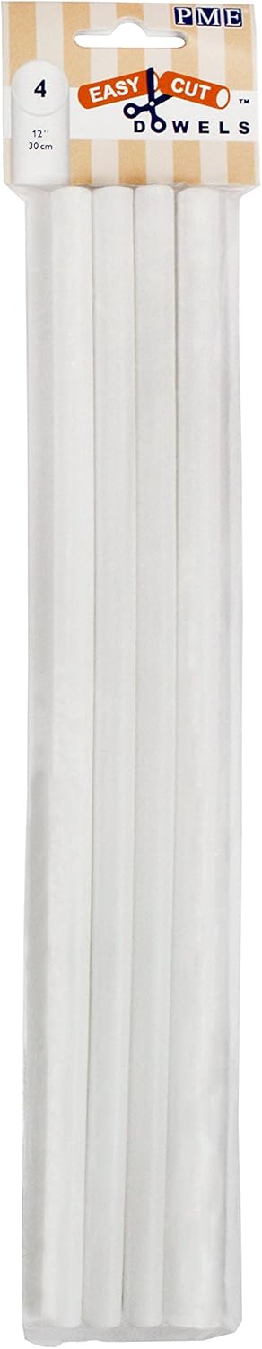 PME Easy Cut 12in Set of 4, for Cake Decorating Dowels, 12", White...