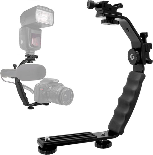 LimoStudio Camera Bracket Mount Heavy Duty Photography Video L-Bracket with Standard Flash Shoe Mounts, AGG1179...