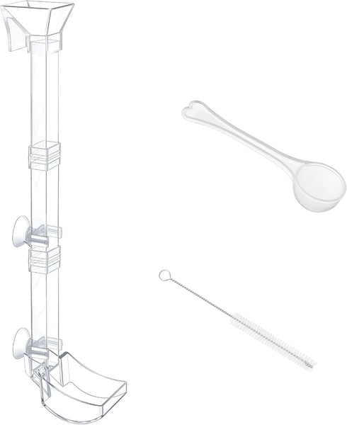 Aquarium Fish Shrimp Feeding Dish Set Clear Fish Feeder Tube and Dish with Cleaning Brush and Measuring Spoon for Feeding Shrimp and Preventing Fo...