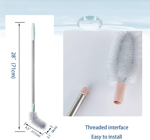 2 Pack 28" Long Bottle Brush, 3 & 5 Gallon Bottle Cleaner Brush, Nylon Bristles and Stainless Steel Handle Bendable Replaceable Brush Head Bottle ...