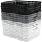 6-Pack 10.4-Inch x 7.6-Inch x 4.05-Inch Plastic Storage Basket, Woven Basket Bin...