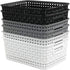 6-Pack 10.4-Inch x 7.6-Inch x 4.05-Inch Plastic Storage Basket, Woven Basket Bin...