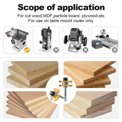 Professional 2 PCS Tongue and Groove Router Bit Set 1/4 Inch Shank, 3 Teeth T Shape Wood Milling Cutter Woodworking Tools, Matched Oak Hardwood Fl...